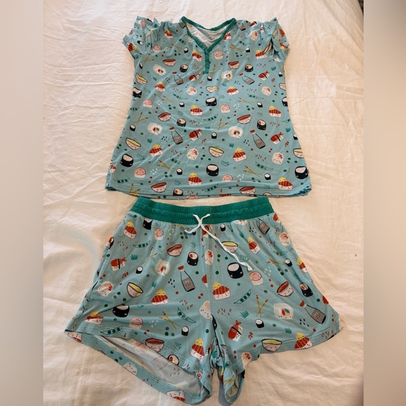 Little Sleepies Other - Little Sleepies Light Blue Sushi Print Short Bamboo Pajama Set GUC 0600